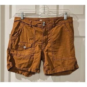 Anthropologie The Wanderer Cargo Short Women 28 Brown Linen Blend Utility Casual